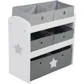 Roba Wooden Toy Shelf 'Stars' - Grey - 60X 63.5X 30CM