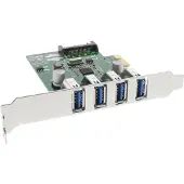 InLine USB 3.0 4 Port Host Controller PCIe incl. Low Profile Bracket and 4 Pin Aux. Power (76661C)