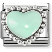Nomination Composable Classic symbols pastel green raised heart 330204/35