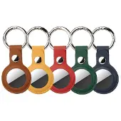 4smarts Leatherette Case Set for AirTags 5 pices (yellow, žalias, ruda, red, mėlynas) (yellow, žalias, ruda, red, mėlynas)