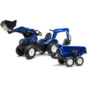 Falk New Holland Poljintraktori + Perävaunu, Sininen