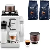 De'Longhi Rivelia Täysautomaattinen kahvinkeitin, valkoinen & 2 kpl kahvipapuja DLSC600