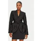 ROTATE Jacquard Draped Blazer - Black - 40
