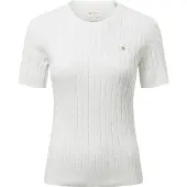 Gant for woman. 4800105 White stretch cotton cable-knit jumper (XXL), Casual, Classic, Short sleeve