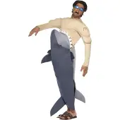 Smiffy'S Miesten mies syö hain puku, hai Bodysuit ja suojalasit, hauska -
