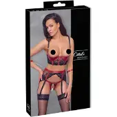 Cotelli collection Bondage Cottelli Bondage Puolikuppirintaliivisetti Kahleilla - Red - M