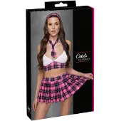 Cottelli - koulutyttöasu setti - ruudullinen pinkki