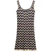 Superdry for woman. W8011846A Navy zigzag knit mini-dress (M), Casual, Viscose, Sleeveless / Straps