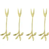 House Doctor Serve tarjoiluhaarukka 4-pack. Antiikkikultainen