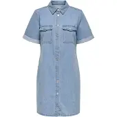 JDY Jdyesmee Ss Button Dress Dnm - Blue - XS