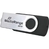 MediaRange MR1952, 32 GB, USB Type-C, 3.2 Gen 1 (3.1 Gen 1), 70 MB/s, Taittuva, Musta, Hopea