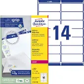 Avery L7163-100, Valkoinen, Pyöristetty suorakulmio, Kiinteä, DIN A4, Paperi, Laser