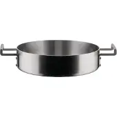 Alessi Low Pot With Two Handles In Multi-Layer Material In Mat Handles With Pvd Coating Induction - Silver - 33.5X24X6.5CM