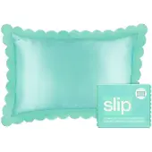 Slip Pure Silk Queen Pillowcase with Scalloped Edge - Turquoise Tyynyt 1 kpl