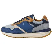 Pepe Jeans for man. PMS60041 Suede shoes Buster Pro Combi blue (40), Flat, Laces, Casual