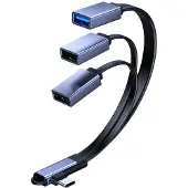 Microconnect 3-porttinen USB-C – USB-A -jakaja, 12 cm, sininen