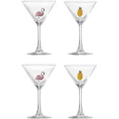 Bloomingville Misa cocktail-lasi 17 cl 4 osaa Clear-flamingo, clear-pineapple