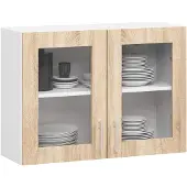 Akord Seinäkaappi LIMA W80, valkoinen ja tammenvärinen, 80 × 58 × 30,5 cm