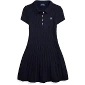 Ralph Lauren Cable-Knit Cotton Polo Sweater Dress - Navy - 132-140