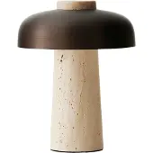 Audo Copenhagen Reverse kannettava pöytävalaisin 24,5 cm Travertine-bronzed aluminium