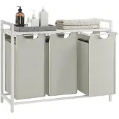 Songmics Pyykkikori 3 x 38 L yhdellä hyllyllä, valkoinen