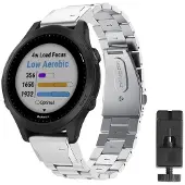 CaseOnline Rannekoru ruostumatonta terästä GARMIN Forerunner 945 - hopea