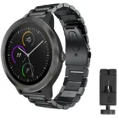 CaseOnline Rannekoru ruostumatonta terästä Garmin VivoActive 3 - musta