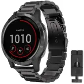 CaseOnline Rannekoru ruostumatonta terästä GARMIN VivoActive 4 - musta