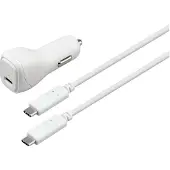 Sandstrom USB-C - USB-C autolaturi (valkoinen)