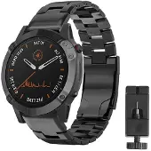 CaseOnline Rannekoru titaani Garmin Fenix 6 - Musta