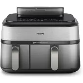 Philips 5000 Series NA555/00 airfryer tuplakorilla – hopea/teräs, käytetty