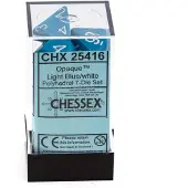 Chessex Dice Set 7x Polyhedral, Light Blue with White Pips