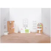 Goki Wooden Doll Furniture Bathroom 10 pieces.