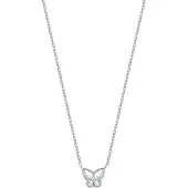 Lykken Symbols hopeakaulakoru perhonen zirkonia 42+3cm
