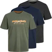 Jack & Jones Paita 'JJAlvis' laivastonsininen / tummanharmaa / meleerattu vihreä / oranssi