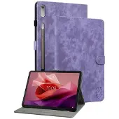 SKALO Lenovo Tab P12 Cute Tiger PU-nahkainen Lompakkokotelo - Violetti