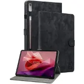 SKALO Lenovo Tab P12 Cute Tiger PU-nahkainen Lompakkokotelo - Musta