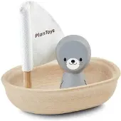 PlanToys Purjevenetiiviste - Kylpylelu - Vesilelu Lasten - Kylpylelu Vauva 1-vuotiaasta alkaen - Setti, jossa purjevene ja irrotettava sinetti