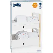 Small Foot Pieni jalka 11811 pieni nappisänky, jossa lokerot nukkelelujen tarvikkeiden säilyttämistä varten