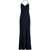 Ralph Lauren Jersey Cowlneck Halter Gown - Black - 34