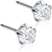 Blomdahl Silver Titanium Tiffany Precious, CZ White 5 mm