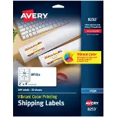 Avery 8253 v ritulostusl hetystarrat mustesuihkutulostimelle 2 x 4 mattavalkoinen 200/pakkaus