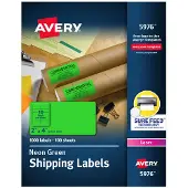 Avery 5976 Neon-l hetystarra Laser 2 x 4 neonvihre 1000/laatikko