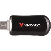 Verbatim 30224, 64 GB, USB Type-C, 3.2 Gen 1 (3.1 Gen 1), 100 MB/s, Ilman suojusta, Musta