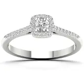 Lykken Elegance valkokultainen halo-timanttisormus 0,33ct-160