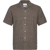 Lindbergh Textured Shirt S/S - Brown - XL