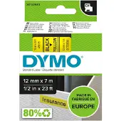 Dymo Merkkausnauha D1 12mm, musta keltaisella pohjalla