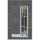Parker Lahjapakkaus Duo - - IM - Musta täytekynä - Musta kuulakärkikynä - Kultaista yksityiskohtaa