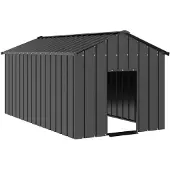 vidaXL Koiratalo katolla 114x202x101 cm galvanoitua terästä
