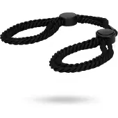 Ouch! by Shots Adjustable Rope Hand Cuffs - Black